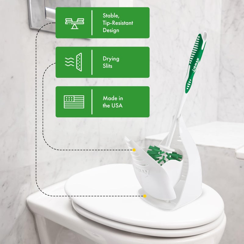 Libman Commercial Libman Designer Bowl Brush and Caddy - 2 Pack - Toilet Brush and Holder Set, Non-Scratch, Bathroom Brush, Hygenic Caddy with Drying Slits - Image 4